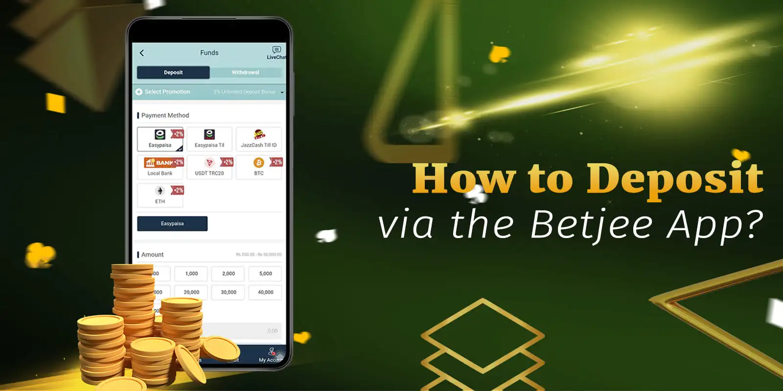 How to deposit funds in Betjee app?