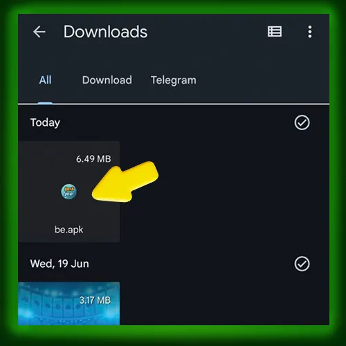 Locate the downloaded apk