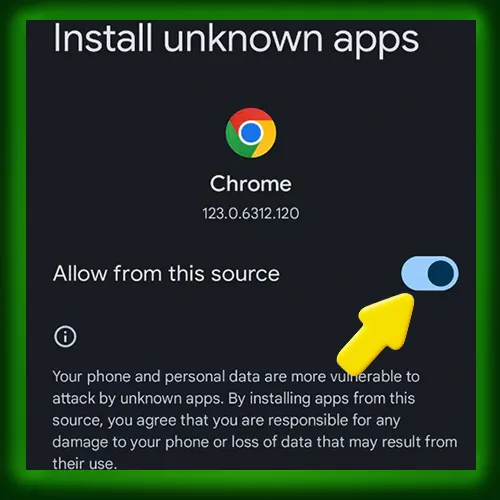 Enable installation from unknown sources