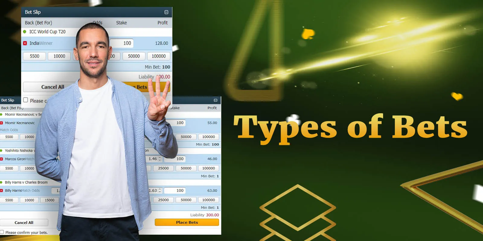 What are the types of bets on the Betjee platform?