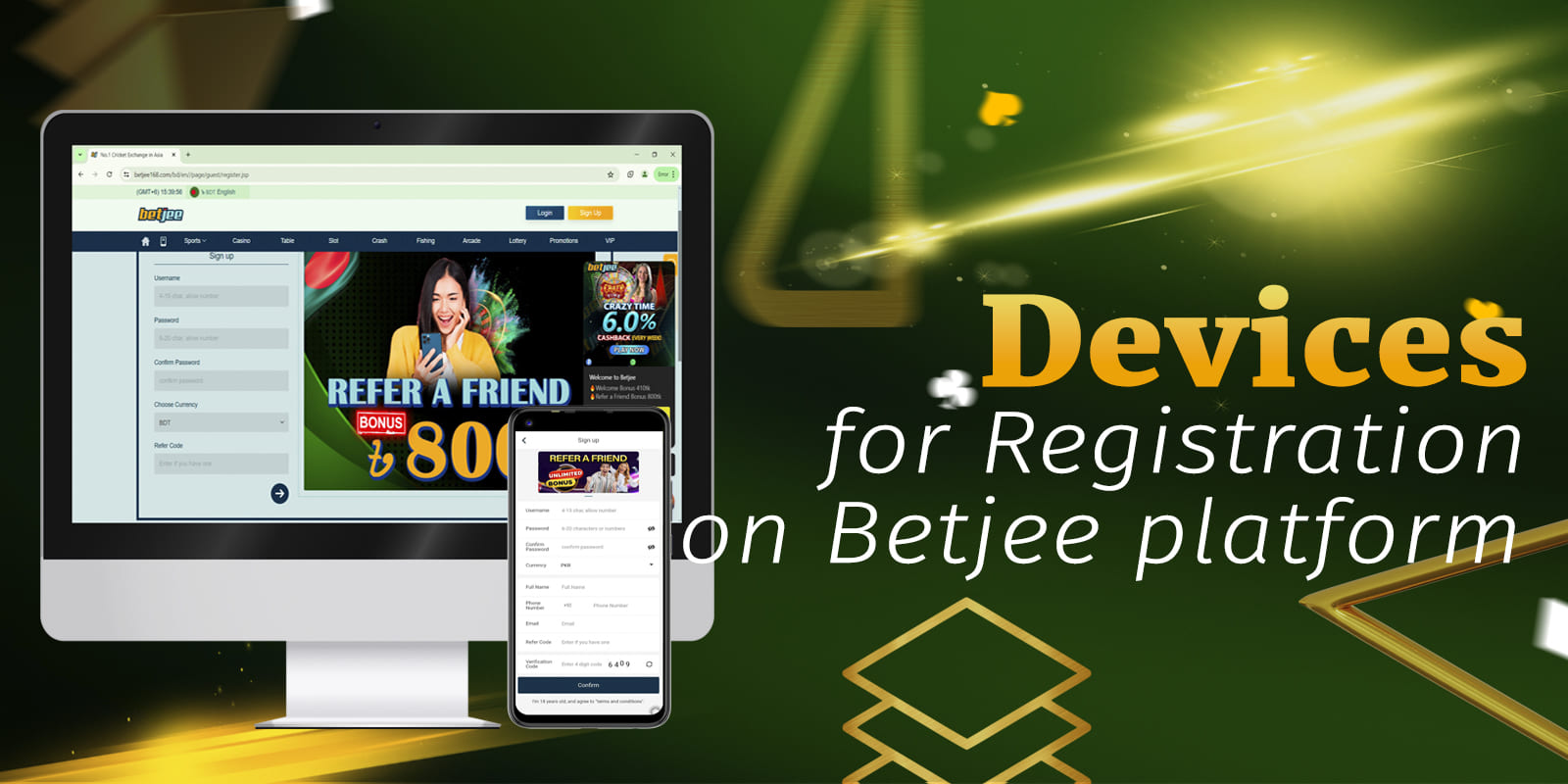 Which devices can be used for registration in Betjee?