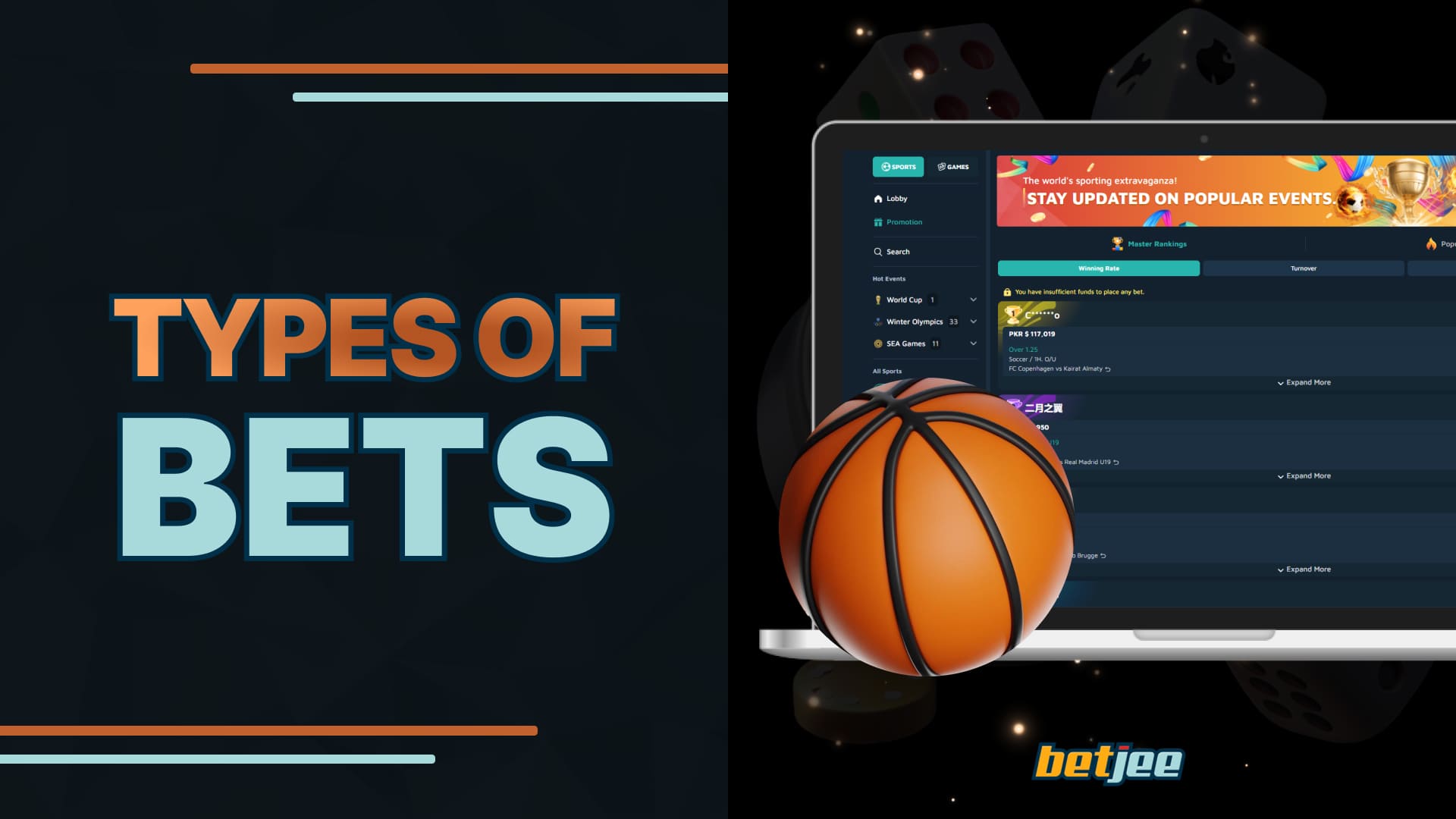 Betjee Pakistan betting platform types in the sports betting section
